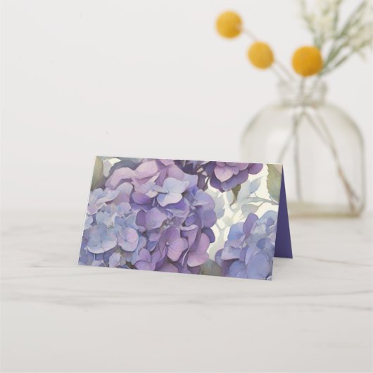 エレガント紫水色フローラアジサイ プレイスカード (裏面)
