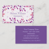 エレガント紫水葉色ストライプ 名刺 (正面/裏面)