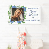 エレガント紫陽花カスタムパーティー写真30th Birthday 横断幕 (インサイチュ)