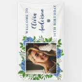 エレガント紫陽花カスタムパーティー写真30th Birthday 横断幕 (縦)