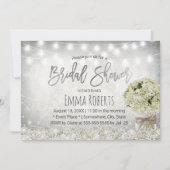 エレガント紫陽花ジャー素朴フローラブライダルシャワー 招待状 (正面)