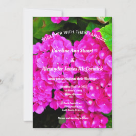 エレガント紫陽花ピンク花の写真結婚ズ 招待状