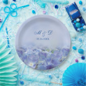 エレガント紫陽花ブルー花模様ズ結婚ーズ ペーパープレート (パーティー)