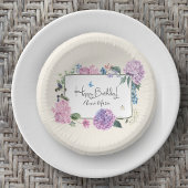 エレガント紫陽花ブーケパーソナライズされた誕生日 ペーパーボウル