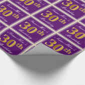 エレガント紫、フェイク金ゴールド30歳+名前 ラッピングペーパー (角)