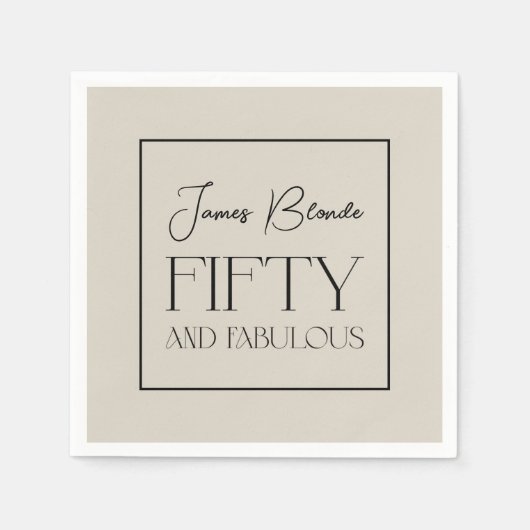 エレガント紳士の50歳と素晴らしいパーソナライズされた スタンダードカクテルナプキン (正面)