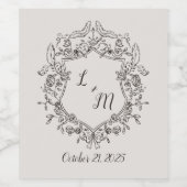 エレガント結婚お洒落ワインラベル ワインラベル (シングルラベル)