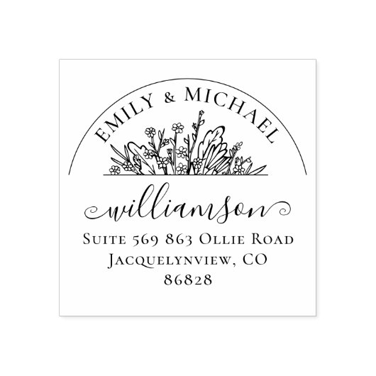 エレガント結婚お洒落差出人住所 ラバースタンプ (インプリント)