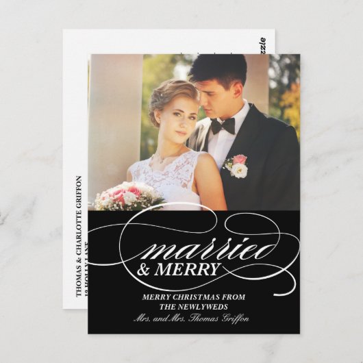 エレガント結婚したとメリー | クリスマスポストカード ポストカード (正面/裏面)