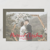 エレガント結婚したクリスマス新婚フォトホリデーC シーズンカード (正面/裏面)