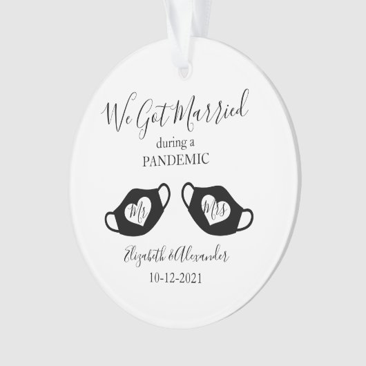 エレガント結婚したパンデミックの写真のクリスマス オーナメント (正面)