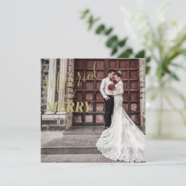 エレガント結婚したメリーと写真結婚の サンキューカード
