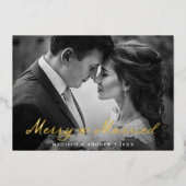 エレガント結婚したメリーとBowの写真 箔シーズンカード (正面)