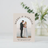 エレガント結婚したメリーArch Photo Christmas シーズンポストカード (スタンド正面)