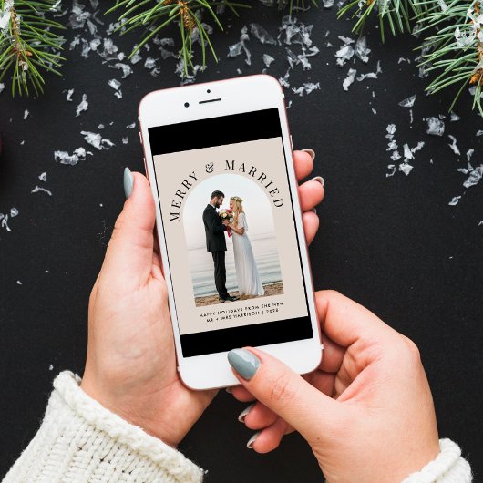 エレガント結婚したメリーArch Photo Taupe シーズンカード