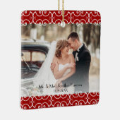 エレガント結婚した初めてのクリスマス結婚Red Photo セラミックオーナメント (右)