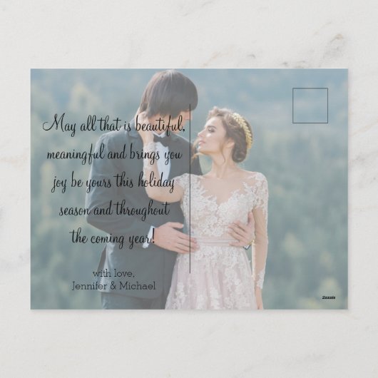 エレガント結婚した小さな結婚クリスマスの2枚の写真 シーズンポストカード (裏面)