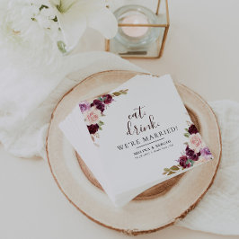 エレガント結婚した食べ花を飲め結婚る スタンダードカクテルナプキン