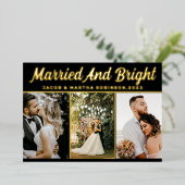 エレガント結婚したAnd Bright Christmas数々の Photo 箔シーズンカード (立ち正面)