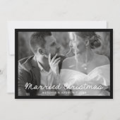 エレガント結婚したChristmas Script Black Photo シーズンカード (正面)