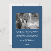 エレガント結婚したChristmas Script Blue 2写真 シーズンカード (裏面)