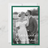 エレガント結婚したChristmas Script Green 2 Photo シーズンカード (正面)