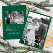エレガント結婚したChristmas Script Green 2 Photo シーズンカード