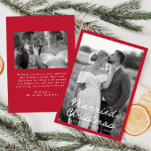エレガント結婚したChristmas Script Red 2 Photo シーズンカード
