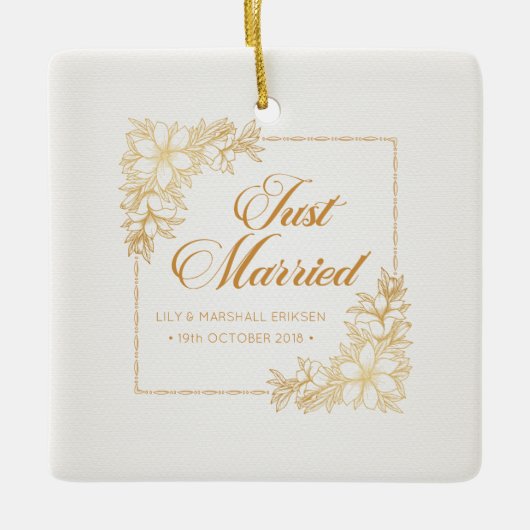 エレガント結婚たった今結婚しました |セラミックオーナメント セラミックオーナメント (正面)