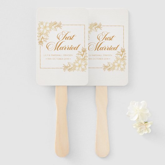 エレガント結婚たった今結婚しました |ハンドファン ハンドファン (正面&裏面)