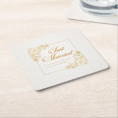 エレガント結婚たった今結婚しました |紙コースター スクエアペーパーコースター (アングル)