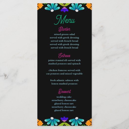 エレガント結婚の メニュー (正面)