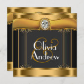 エレガント結婚アールデコ 招待状 (正面/裏面)