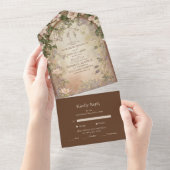 エレガント結婚アールヌーボー オールインワン招待状 (貼ってはがせる)