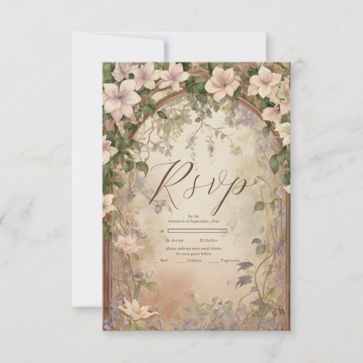 エレガント結婚アールヌーボー 出欠カード (正面)