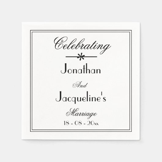 エレガント結婚クラシックホワイトケーキの紙 スタンダードカクテルナプキン (正面)