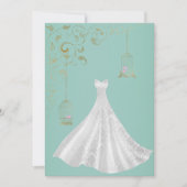 エレガント結婚シンプルのドレス緑 招待状 (正面)