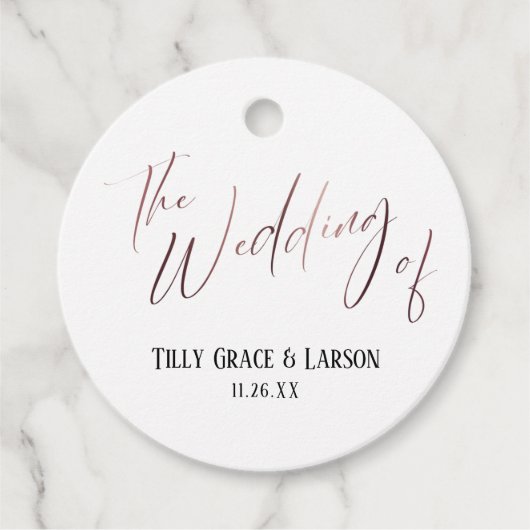 エレガント結婚シンプルバラ金ゴールドタイポグラフィ フェイバータグ (正面)