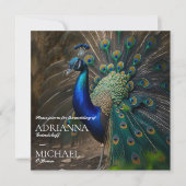 エレガント結婚スタイリッシュ孔雀 招待状 (正面)