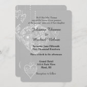 エレガント結婚ハート 招待状 (正面/裏面)