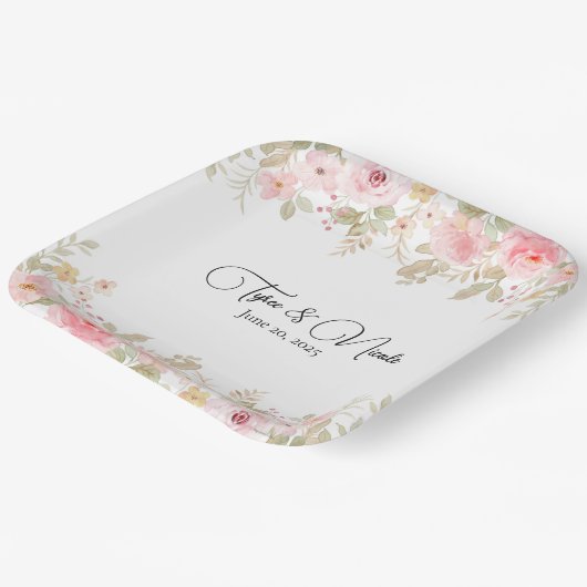 エレガント結婚パーソナライズされた結婚s ペーパープレート (傾斜あり)