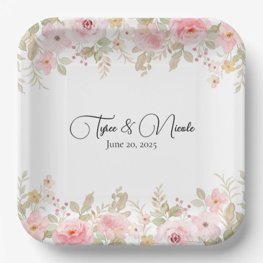 エレガント結婚パーソナライズされた結婚s ペーパープレート (正面)