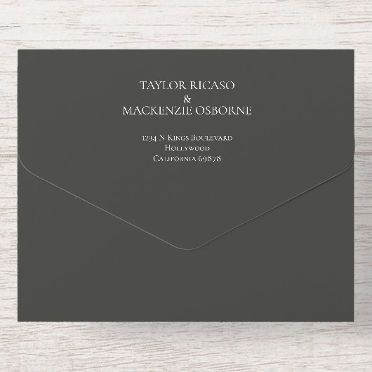 エレガント結婚パーソナライズされた葉 オールインワン招待状 (背面)