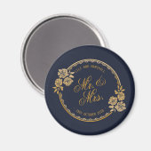 エレガント結婚パーソナライズされた金ゴールド |冷蔵庫用マグネット マグネット (正面/裏面)