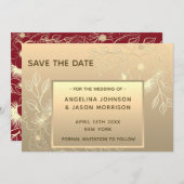 エレガント結婚フェイク金ゴールド セーブザデート (正面/裏面)