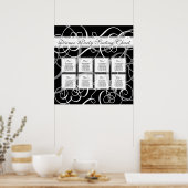 エレガント結婚フォーマル白黒座席表 ポスター (キッチン)