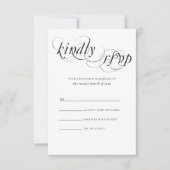 エレガント結婚フォーマル白黒 出欠カード (正面)