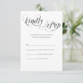 エレガント結婚フォーマル白黒 出欠カード (スタンド正面)