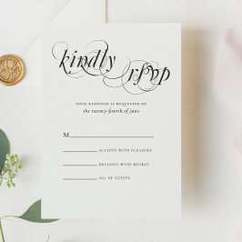 エレガント結婚フォーマル白黒 出欠カード