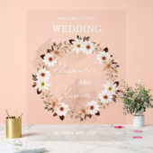 エレガント結婚フローラ徴候 | スクリプトフォント アクリルサイン (ウェディング)